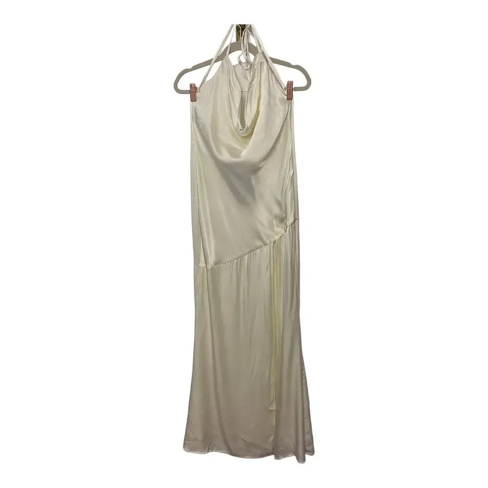 Michael Costello Cecelia Gown Satin Cowl Neck Formal Wedding Gala Party Prom XS